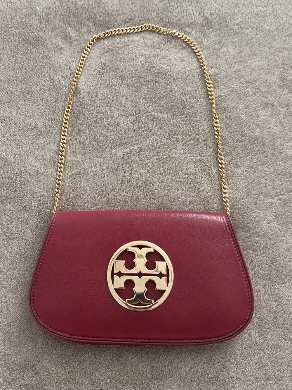 TORY BURCH REVA red clutch shoulder bag - Picture 7 of 9
